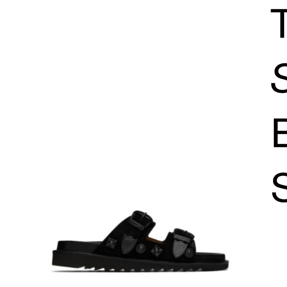 Toga Pulla Black double buckles charms Slide Sandals 37 ssense